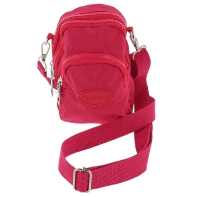Image of Equilibrium Chic Cross Body Bag with Zip and Detachable Strap Design Blue, Pink or Black Silver Hardware (Fushsia)