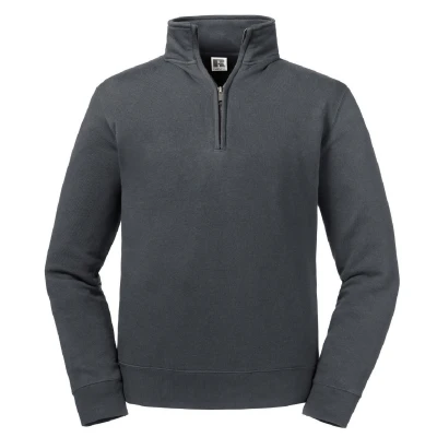 Image of Russell Athletic Mens Authentic Quarter Zip Sweatshirt (Convoy Grey) Multicolour Size Large