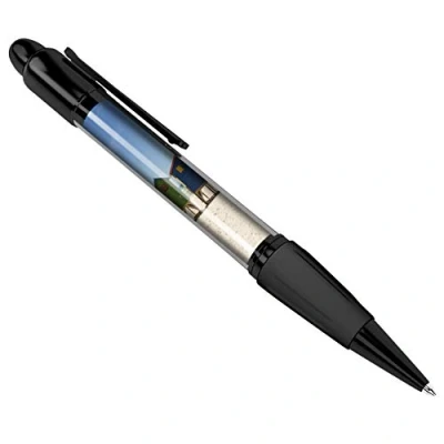 Image of DV DESIGN Colourful Beach Huts Black Ballpoint Pen Seaside Holiday Summer Blue Sky #8091