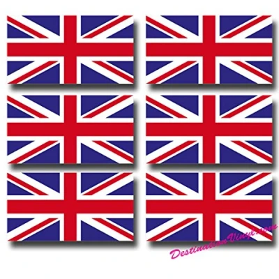 Image of 6 x Glossy Vinyl Stickers Union Jack Small 5cm Bike Logo #0064 (As shown.)