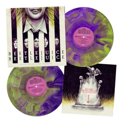 Image of Original Soundtrack Beetlejuice Lime Green &amp; Purple Hand Poured vinyl Sealed 2024 UK 2 LP set WW220