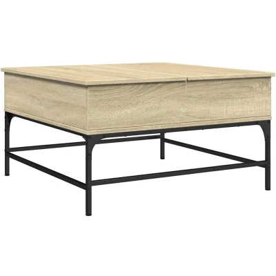 Image of vidaXL Coffee Table Sonoma Oak 80x80x45 cm Engineered Wood and Metal