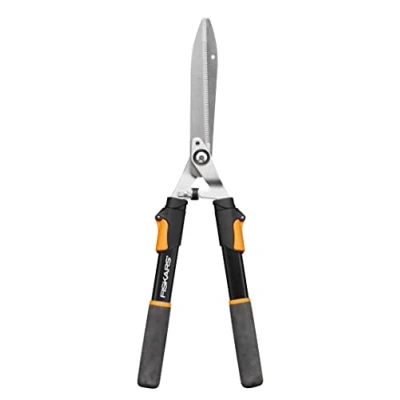 Image of Fiskars Telescopic Hedge Trimmer, SoftGrip handles, Blades of steel, Length: 63 83 cm, Black/Orange, HS13, 1027527