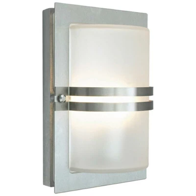 Image of 1 Light Outdoor Frosted Flush Wall Stainless Steel IP54, E27