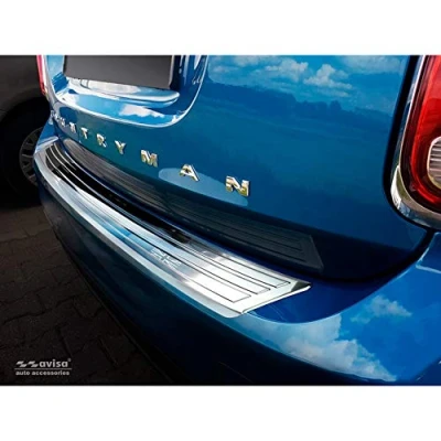 Image of Avisa 2/35427 Stainless Steel Rear Bumper Protector Mini Countryman F60 2016 &#039;Flag/Lines&#039;