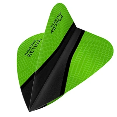 Image of Harrows Retina X Premium Extra Strong 100 Micron Dart Flights In Kite Shape, 1 Set of 3 Flights, Total, Green