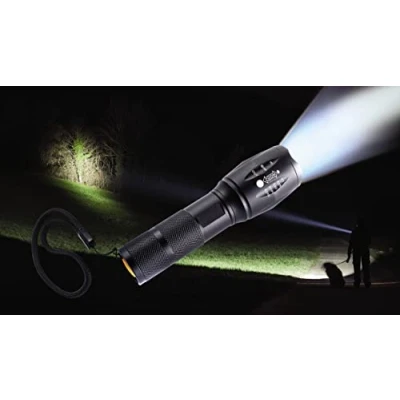 Image of Zoomable LED Flashlight Tactical Torch Portable 200x Zooming Flash Light Adjustable Focus and Strobe Battery Powered Long Lasting Camping, Hiking, Walking, Running at Night Safety