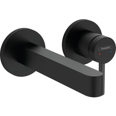 Image of hansgrohe Finoris Basin Mixer Tap for concealed installation wall mounted with spout 16,8 cm, matt black, 76051670