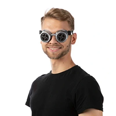 Image of Stylex Party Ltd Silver Cross Steampunk Goggles Spiked Glasses Cyber Welding Punk Gothic