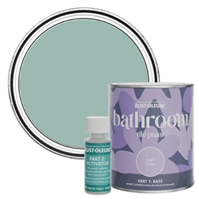 Image of Rust Oleum Blue Water Resistant Bathroom Tile Paint in Matt Finish Coastal 750ml