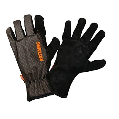 Image of ROSTAING SOLIDO IT10 Professional Gardening Gloves Comfortable Heavy Duty Black Leather Size 10