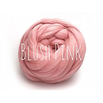 Image of Chunky Wool Blush Pink for arm Knitting Blanket Weaving Felting Jumbo Yarn Giant Soft 250g (0.55lb)