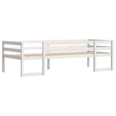 Image of vidaXL Kids&#039; Bed Frame Children&#039;s Base, Solid Pine Wood, White, Elegant Design, Safety Guardrails, 90x190 cm