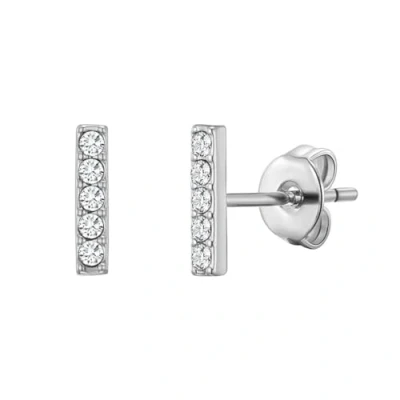 Image of Philip Jones Silver Plated Bar Earrings Created with Zircondia® Crystals