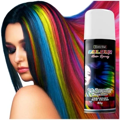 Image of KreativeKraft Temporary Colour Hair Spray, Wash Out for Adults and Teens (White)