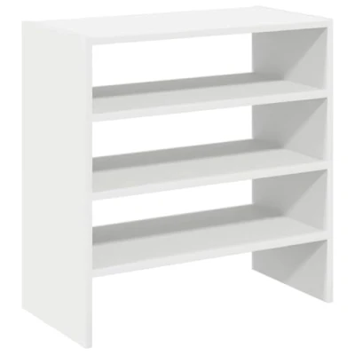 Image of vidaXL shoe racks stackable white storage organizers, engineered wood cabinets, modern freestanding shelving for living room/bedroom/entryway, 60x30x30.5 cm each