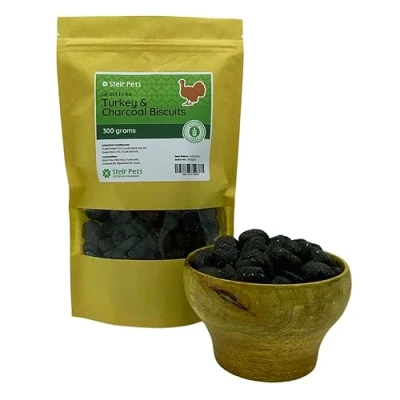Image of Grain Free Dog Treats with Turkey and Activated Charcoal Supports Digestion &amp; Fresh Breath, 300g