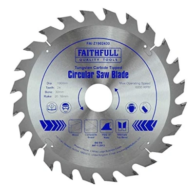 Image of Faithfull FAIZ1902430 TCT Circular Saw Blade 190 mm x 30 Bore 24 Teeth