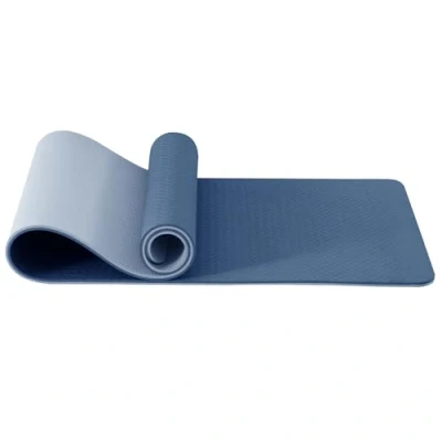 Image of Good Nite Yoga Mat Exercise Mats Workout Pilates Fitness for Women Men Non Slip Thick 10mm High Density Gymnastics with Carry Strap Tpe 183 x 61 1cm (Dark Blue/Sky Blue)