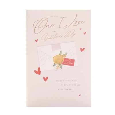 Image of UK Greetings Valentine&#039;s Day Card For The One I Love Envelope Design