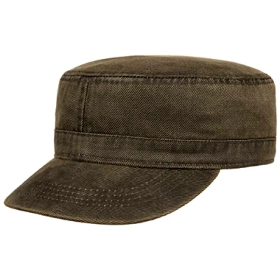 Image of Lipodo Washed Cotton Army Cap Women/Men with Peak, Hook and Loop Closure Summer Spring One Size Mustard