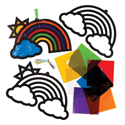 Image of Baker Ross AW409 Rainbow Stained Glass Decorations Kits (Pack of 6)