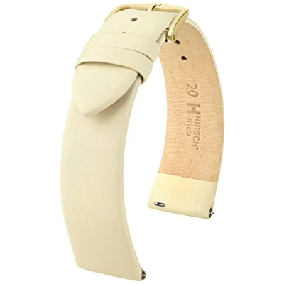 Image of HIRSCH Toronto watch Strap Italian calfskin classic/elegant for ladies and gentlemen, beige, 18 mm,