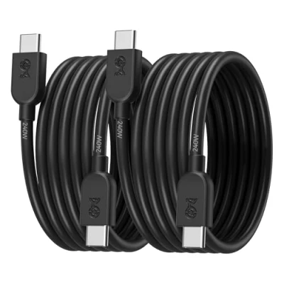 Image of Cable Matters 2 Pack Extreme Flexible 240W USB C Charging 1.8m, Black, for MacBook Pro, iPad iPhone 15 Apple Vision Pro (140W Charger Cable, 2.0, No Video)