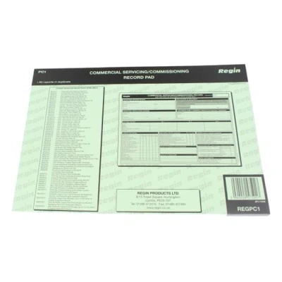 Image of Regin Commercial Servicing/Comissioning Record Pad REGPC1