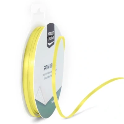 Image of Vaessen Creative Satin Ribon, Fabric, Pastel Yellow, 3mm
