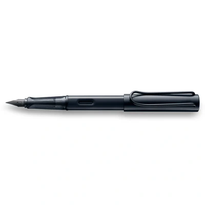 Image of LAMY AL star black Fountain Pen with ergonomic grip &amp; steel nib in size M lightweight aluminum body including T 10 blue cartridge Right Handed