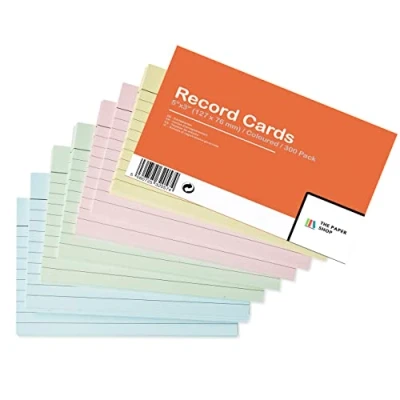 Image of Revision Cards 5x3 Coloured Record FlashCards Ruled (5&quot;x 3&quot;) 127mm x 76mm Blank Flash Index (300)