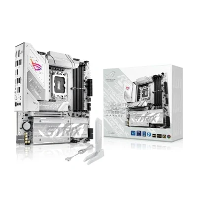 Image of ASUS ROG Strix B860 G Gaming WiFi mATX motherboard, Advanced AI PC ready, 14+1+2+1 power stages, DDR5 slots, PCIe 5.0, four M.2 7, Networking II, Aura Sync RGB lighting.