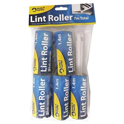 Image of Clothes Fabric Furnishings Lint Roller with 4 Refill Rolls 5 x 1.4m total 7mtr