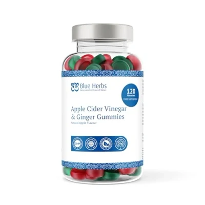 Image of Apple Cider Vinegar &amp; Ginger Gummies with The Mother 120 Natural Flavour Gummies, 500mg ACV 10mg Extract per Serving, Vegan, Non GMO, No Artificial Additives
