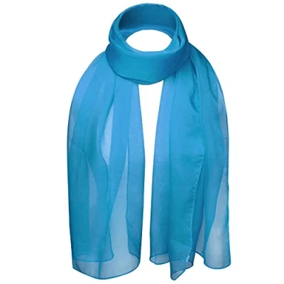 Image of Basic Sense Plain Chiffon Soft Sheer Scarf, Turquoise