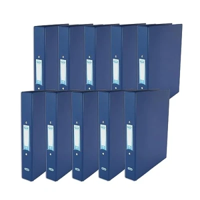 Image of Elba A4 Ring Binders, 25 mm Capacity, 2 O Ring, Plastic on Board, Blue, Pack of 10