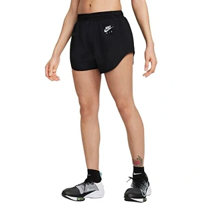 Image of Nike Women&#039;s Air Dri Fit Running Shorts Size L Black/White Reflective, Moisture Wicking Comfort