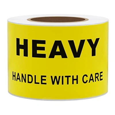 Image of Hylabelest Heavy Warning Stickers 2x4 Inch Yellow Handle with Care Special Handling Shipping Labels 200 Adhesive Per Roll