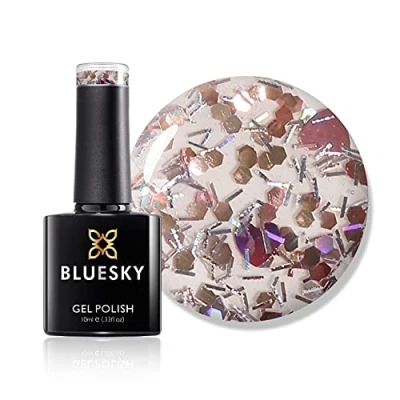 Image of Bluesky Gel Nail Polish, Flirt Sp16, Alabaster, Glitter, Pale, Transparent, White 10 ml (Requires Curing Under UV LED Lamp)