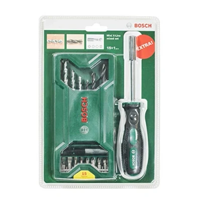 Image of Bosch 15+1 Piece Mini X Line Mixed Set + Screwdriver (for Wood and Stone, Drill Driver/Screwdriver Accessories)