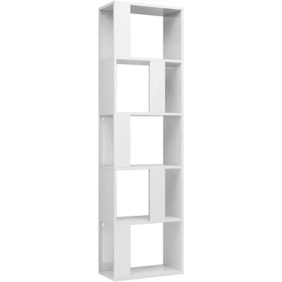 Image of vidaXL Book Cabinet/Room Divider High Gloss White 45x24x159 cm Engineered Wood
