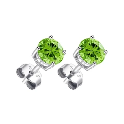 Image of Philip Jones Sterling Silver Light Green Earrings Created with Zircondia® Crystals