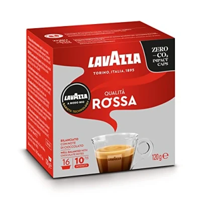 Image of Lavazza, A Modo Mio Qualità Rossa, 256 Coffee Capsules, with Chocolate and Dried Fruit Notes, Arabica Robusta, Intensity 10/13, Medium Roasting, 16 Packs of Pods