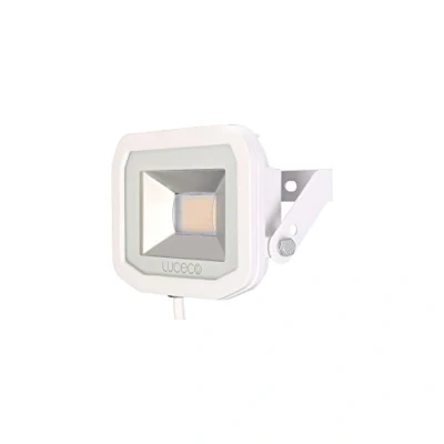 Image of Luceco Guardian Slim Flood Light with 1 m Cable, 8 W, 5000K Colour Temperature, White, 12.5 x 8.5 cm Aluminium