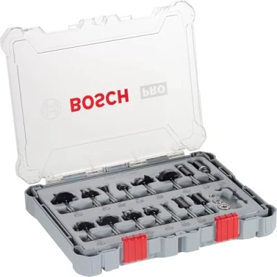 Image of Bosch Professional 15 pcs. Mixed Router Bit Set (for Wood, Ø 1/4 Inch Shank, Accessory Router)