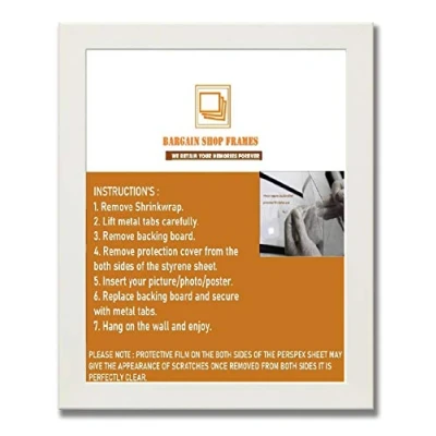 Image of Bargain Shop Az WHITE WOODEN EFFECT PICTURE PHOTO FRAMES READY TO HANG OR STAND PORTRAIT LANDSCAPE (40cm x 30cm (400mm 300mm), White)