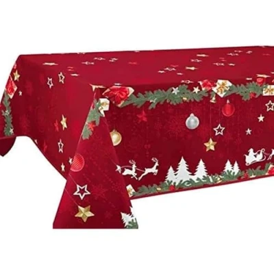 Image of Le linge de Jules Tablecloth Anti Stain Noël Red size : Rectangular 59x118 inches