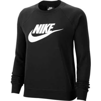 Image of NIKE Women&#039;s Sportswear Essential Long Sleeve Sweatshirt, Black/White, S UK
