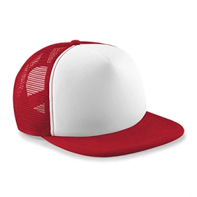 Image of Beechfield Kids Vintage Snap Back Trucker Cap Classic Red/White